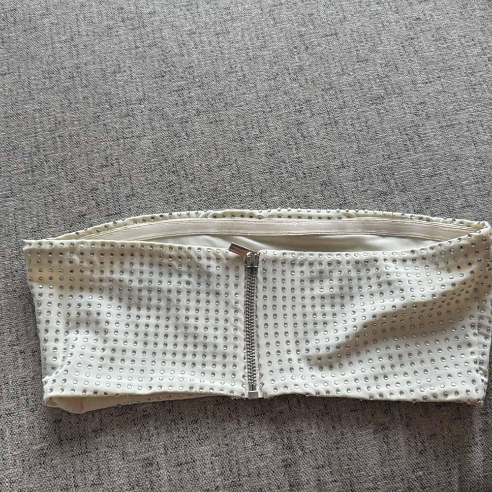 Weworewhat Crystal Bandeau Top | Ecru - Picture 5 of 6